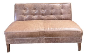 Mitchell Gold + Bob Williams Tufted Brown Leather Bench Settee