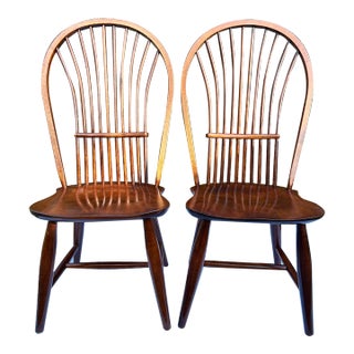1990’s Nichols and Stone High Sheaf Back Windsor Chairs - A Pair For Sale