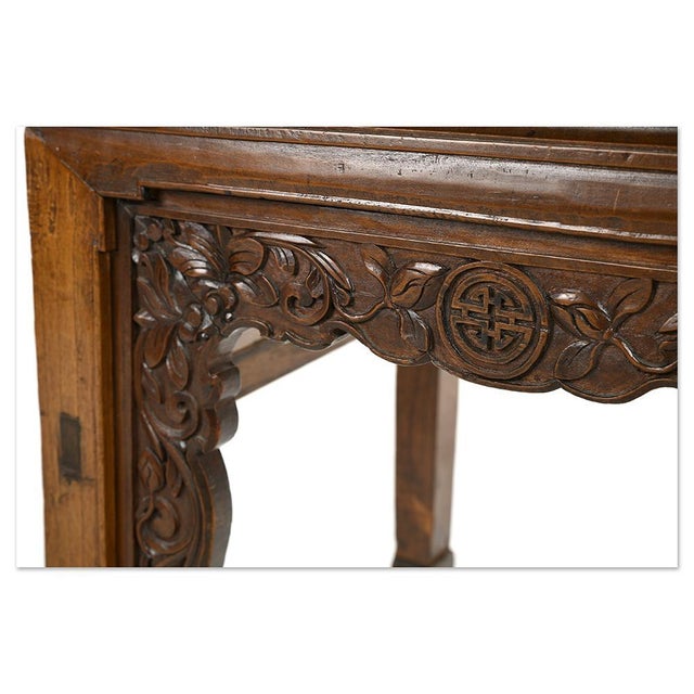 Set of Asian Carved Wood Chairs For Sale - Image 6 of 8