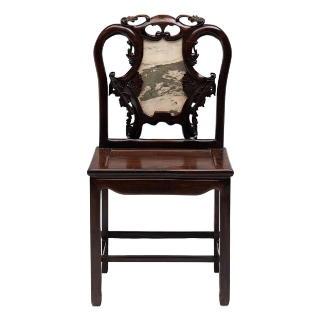 Shanghai Deco Marble Back Chair, C. 1930 For Sale