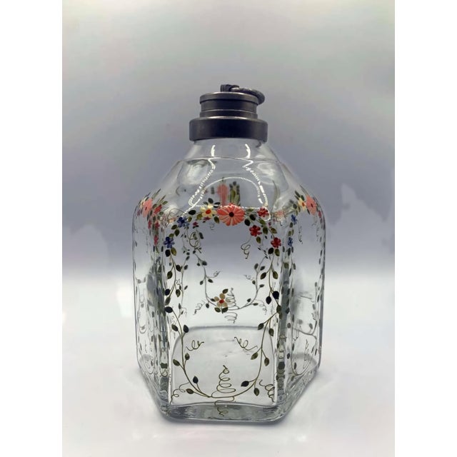 Hand-Painted Glass Flask With Floral Enamel Decoration, 18th Century For Sale - Image 6 of 7