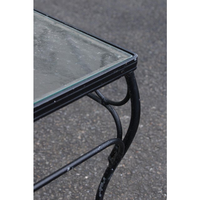 Woodard Vintage Wrought Iron Glass Top Outdoor Coffee Table For Sale - Image 12 of 18