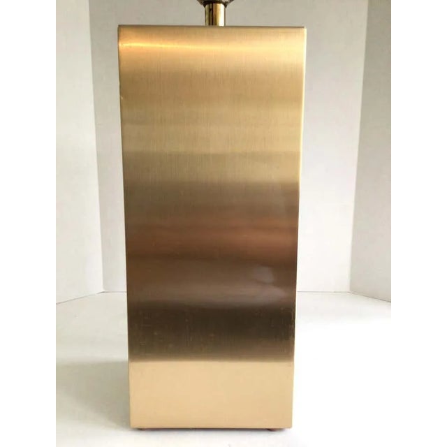 1970s Travertine Marble and Brass Column Table Lamp For Sale - Image 11 of 12