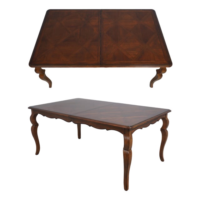 Drexel Heritage French Provincial Parquetry Inlaid Dining Table For Sale