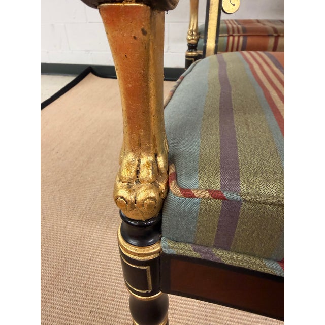 1980s 1980s Set of 4 Extraordinary Hand Carved, Lacquered and Guilded Arm Chairs From John Widdicomb For Sale - Image 5 of 12