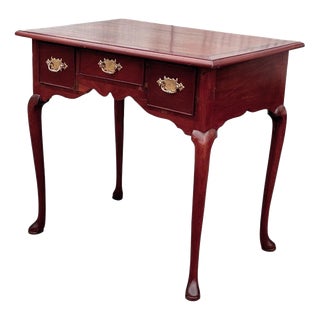 Georgian Walnut Lowboy with Brass Handles For Sale
