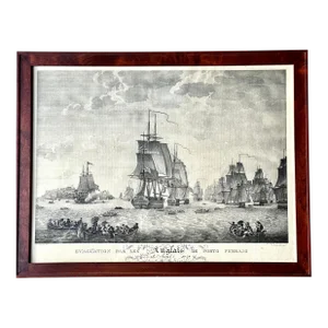 Nautical Ships Evacuation Italy Napoleon War 1796 Print, Framed