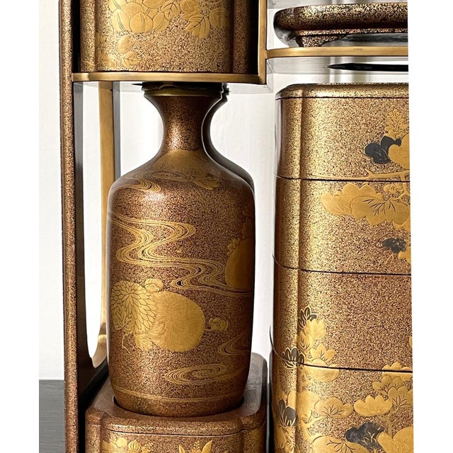 Japanese Maki-e Lacquerware Portable Picnic Set Sagejubako For Sale - Image 10 of 18