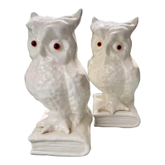 Vintage Ceramic Owl Bookends-A Pair For Sale