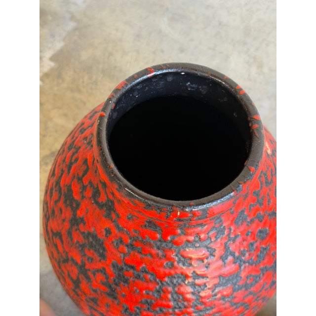 Large Red and Black Ceramic Floor Vase Mid-Century Modern For Sale - Image 4 of 10