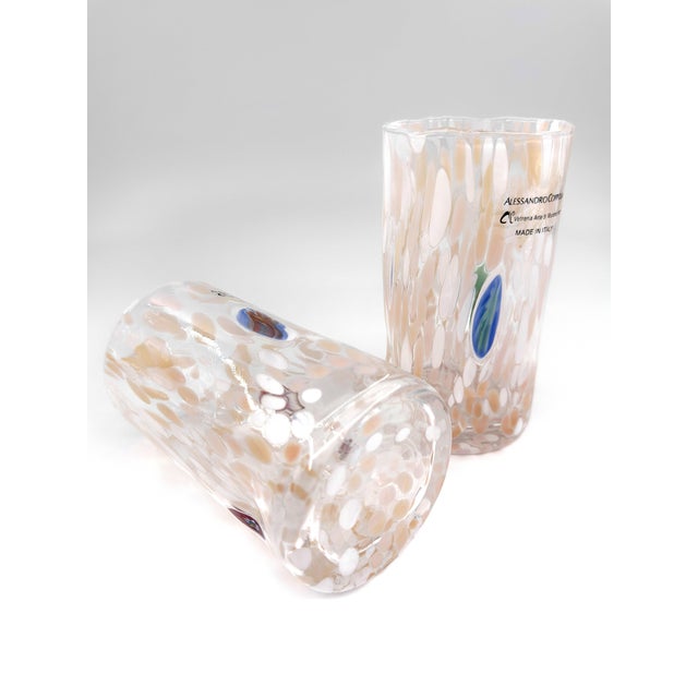 A beautifully set of five hand-blown art glass tumblers attributed to Alessandro Coppola, created by the skilled glass...