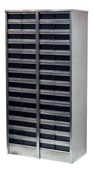 Large Industrial Burnished Steel Cabinet of Drawers