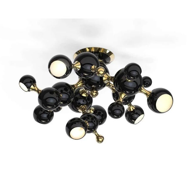 Ceiling Light In Black With Brass Detail For Sale - Image 3 of 8