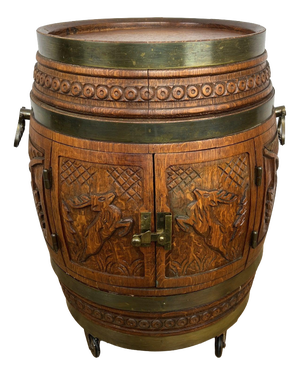 Vintage French Style Barrel Drink Cabinet in Oak