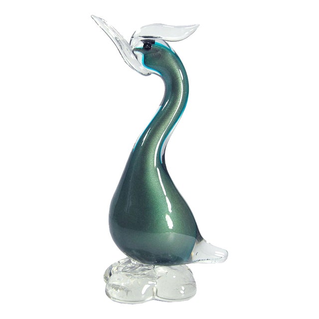 Green Murano Glass Bird from Alfredo Barbini, 1960s For Sale