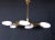 Metal Maison Lunel, Brass Chandelier and Six Opalines Shades, Mid-Century France For Sale - Image 7 of 7