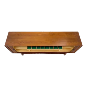 Tambour Doors Rosewood Danish Mid-Century Modern Long Credenza Buffet Dresser