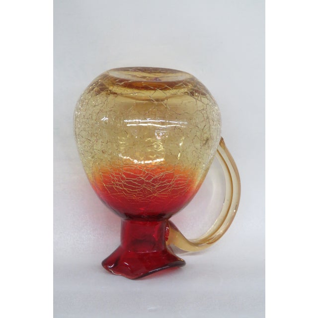 Glass Mid Century Crackle Glass Amberina Small Pitcher Vase For Sale - Image 7 of 12