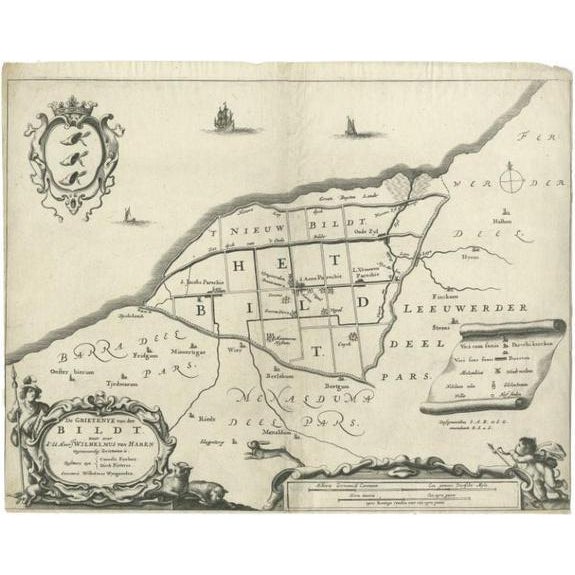 17th Century Antique Map of the Bildt Region by Schotanus, 1664 For Sale - Image 5 of 5