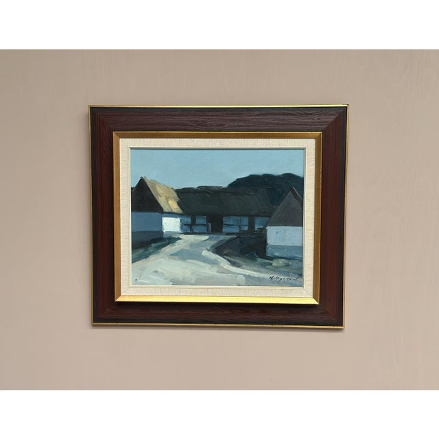 Original Swedish Oil on Canvas – “Skånegård” by Bengt Hillgrund – Vintage & Framed – 59 × 51 cm (23.2" × 20.1") A...