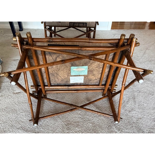 Italian Bamboo and Brass Chair and Ottoman 1970s For Sale - Image 13 of 16