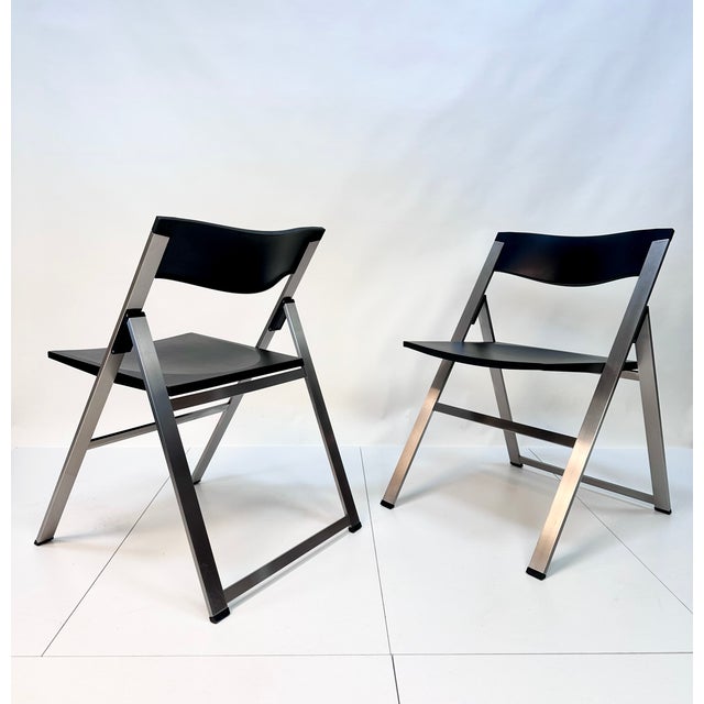 1990s Model P08 Folding Chairs in Stainless Steel and Nylon by Justus Kolberg for Tecno, Italy, 1991, Set of 2 For Sale - Image 5 of 15