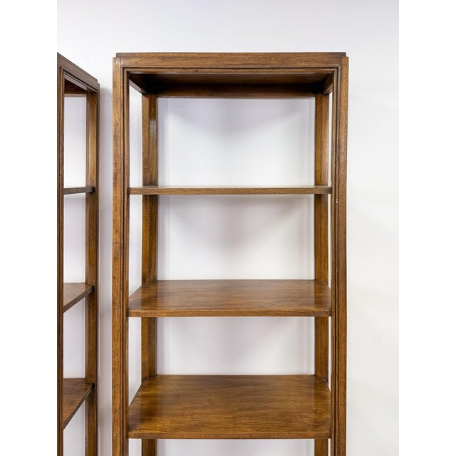 Mid 19th Century Drexel MCM Transitional Bookcase Pair Solid Wood Vintage Mid-Century Storage, Attributed For Sale - Image 5 of 14
