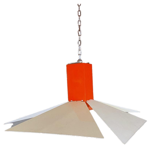 Modern Italian Orange and White Metal Chandelier, 1980s