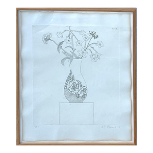 Ed Baynard, Zen Minimalist Flowers Etching American Modernist Ed Baynard Pop Art Print