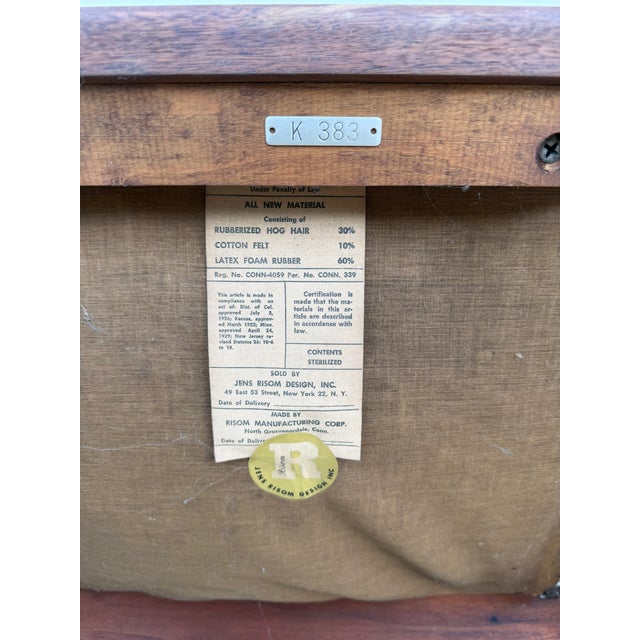 Walnut Armchairs - Jens Risom Design - Original Naugahyde, Labeled, 1960s For Sale - Image 6 of 15