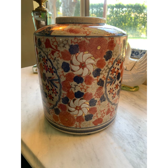 Large Asian Imari Style Porcelain Jar Vase For Sale - Image 4 of 8