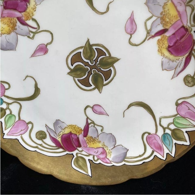 This antique hand painted cabinet plate from WG Limoges J.H. Stouffer of Chicago and is a stunning piece of Art Nouveau...