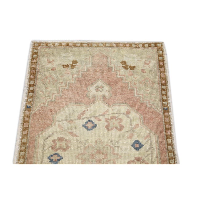 1960s Pink Vintage Turkish Mini Rug 1'10