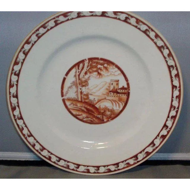 19th Century Early 19th Century Chinese Export Porcelain Sepia Landscape Plate For Sale - Image 5 of 6