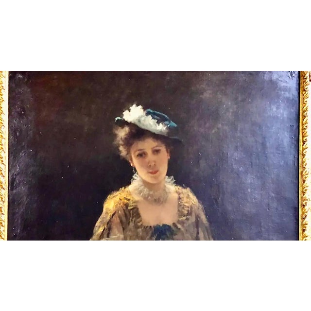French A Lady and Her Dog, by Ferdinand Heilbuth For Sale - Image 3 of 11
