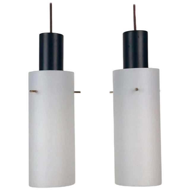 Cylindrical Hanging Pendant Lamps from West, Austria, 1970s, Set of 2 For Sale