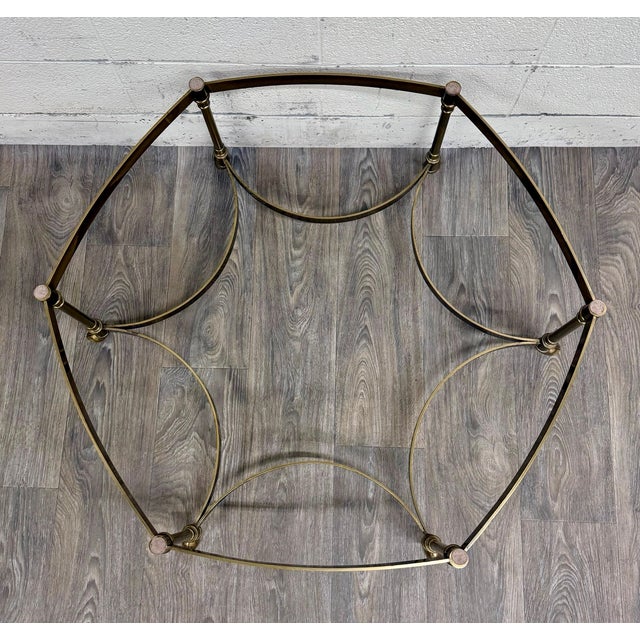 Late 20th Century Vintage Mid Century Labarge Style Brass Hexagonal Coffee Table Cocktail Table For Sale - Image 5 of 11