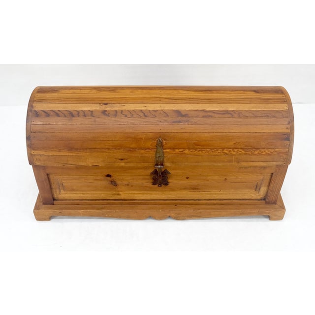 Barrel Shape Top Vintage Pine Wood Trunk Chest MINT