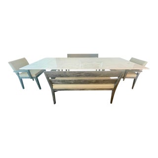 Roche Bobois Custom Verrazano Dining Table and Desiron Benches (2) and Chairs (2) - Set of 5 For Sale
