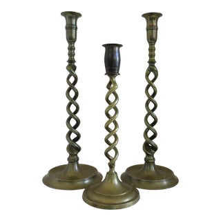 Barley Twist Candlesticks, Set of 3 For Sale