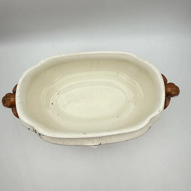Rare Antique Royal Worcester Hand Painted Chinoiserie Porcelain Tureen, Elaborate Elephant Molded Handles & Dragon Head With Chicken Feet Lid Handle For Sale - Image 11 of 15