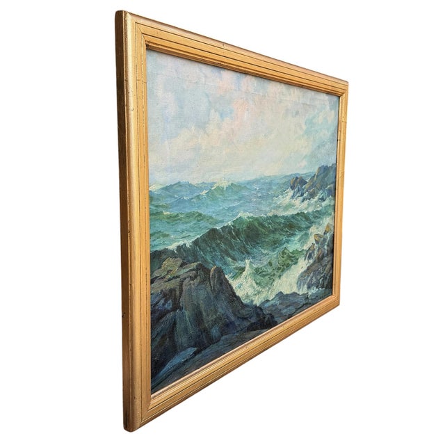 American Early 20th Century American Seascape Oil Painting For Sale - Image 3 of 13