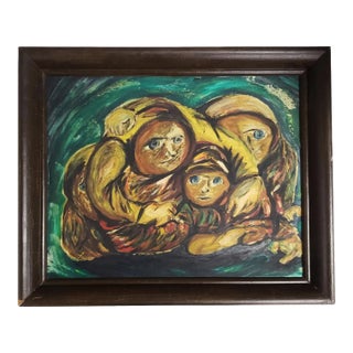 Vintage Expressionist Oil Painting – Figural, Signed For Sale