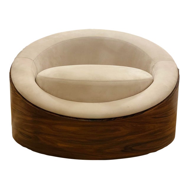 Theodore ALexander Modern Suede Swivel Chair For Sale