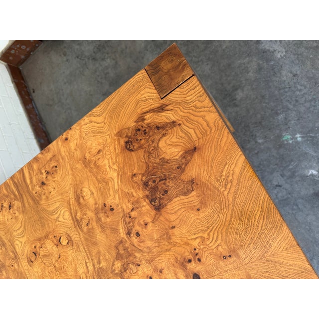 Mid-Century Milo Baughman Style Burl Wood Parsons Extension Dining Table by Lane For Sale - Image 9 of 15