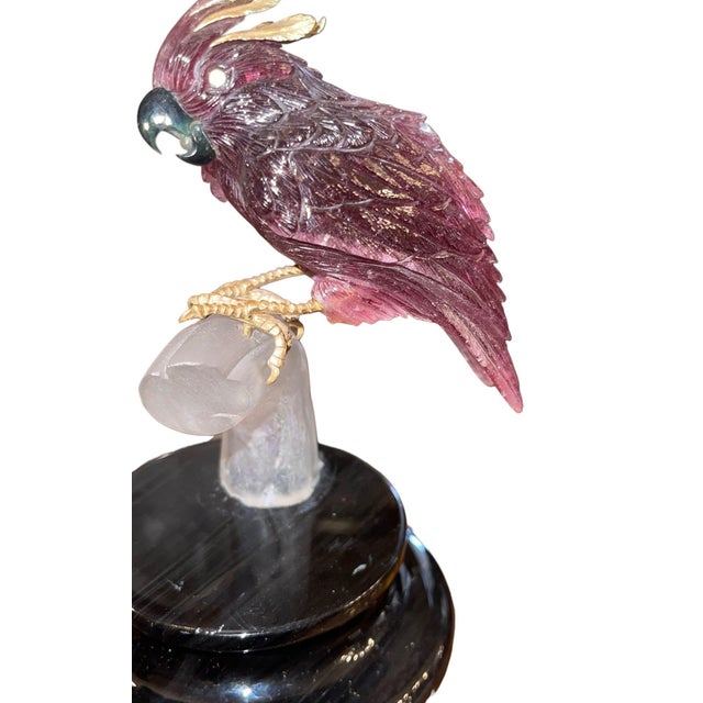 Raspberry Red Late 20th Century Rubellite Tourmaline Cockatoo Sculpture by Manfred Wild for Emil Becker. Germany For Sale - Image 8 of 9