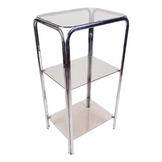Vintage Chrome Shelving Unit with Glass Shelves, 1970s For Sale