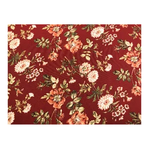 Covington Farrell Crimson Red Cream Green Floral Cotton Upholstery Drapery Fabric