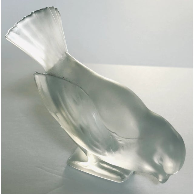 Pair of Lalique Frosted Crystal Sparrows For Sale - Image 10 of 12