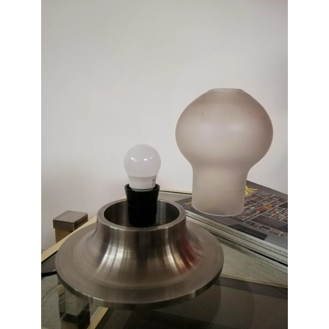 Space Age Metal & Etched Glass Table Lamp, 1970 For Sale - Image 4 of 9